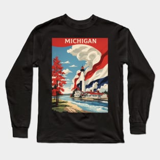 Michigan United States of America Tourism Vintage Poster Long Sleeve T-Shirt